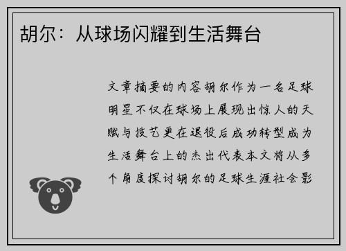 胡尔：从球场闪耀到生活舞台